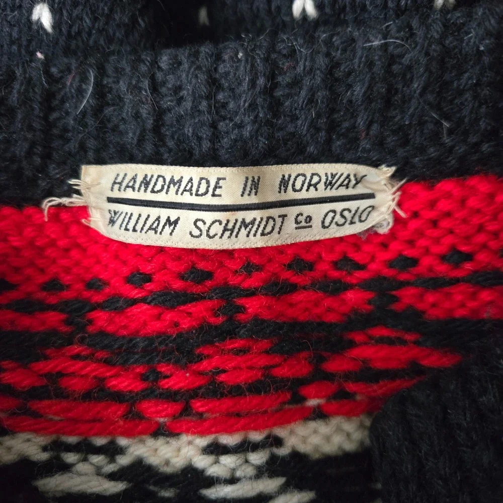 Vtg Handmade Norway Wool Reindeer Cardigan Sweater Mens XL/XXL Christmas Winter